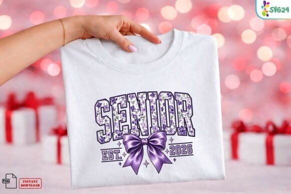 Download Senior 2026 Purple Floral Bow PNG - Premium Resources